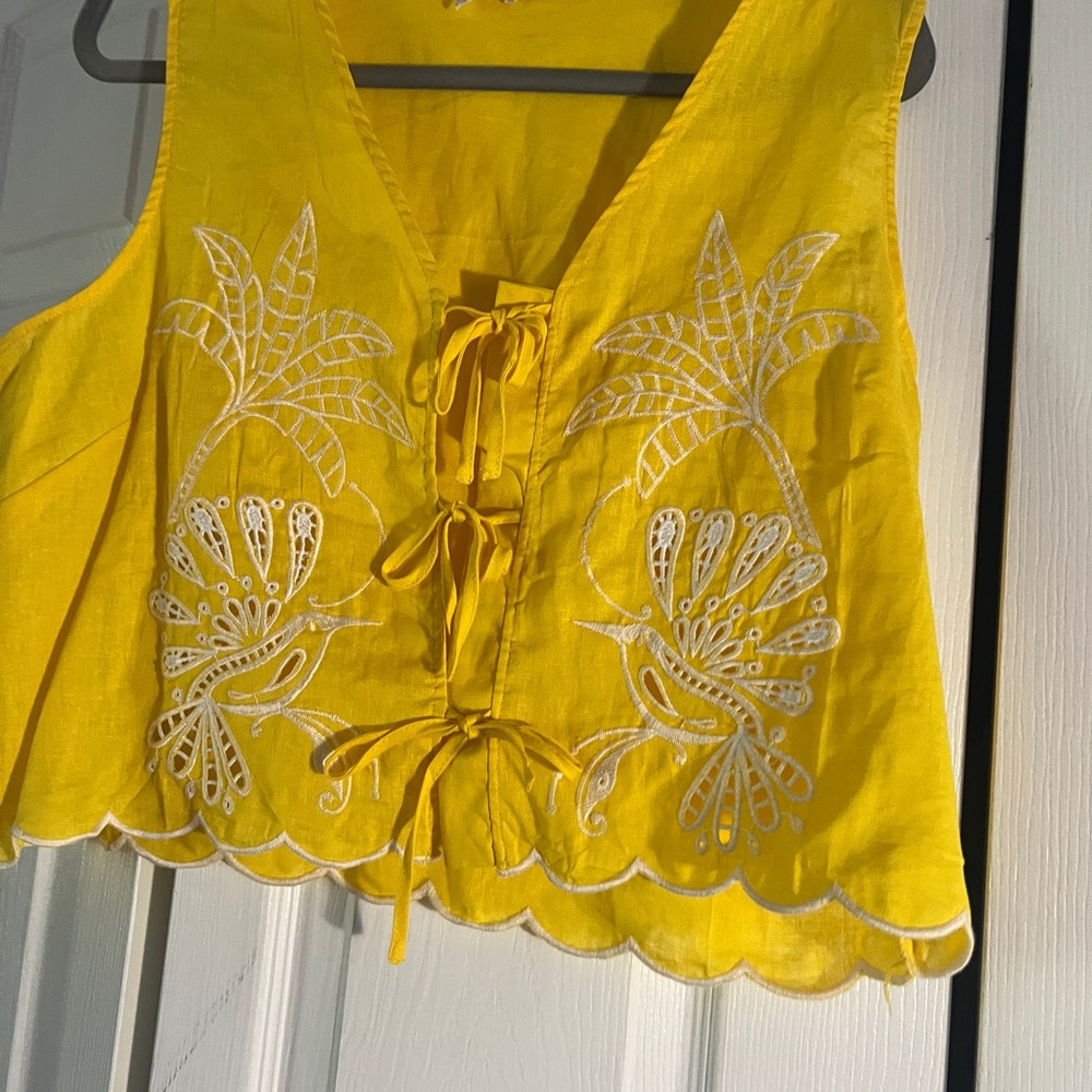 Christian Siriano Yellow Sleeveless Crop Tank Top - Picture 3 of 12